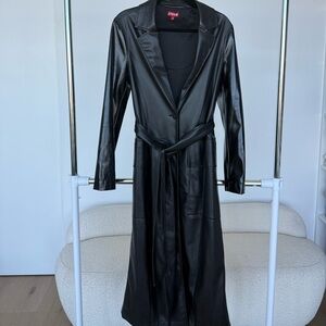 STAUD Black Leather Trench Coat